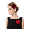 Rose Flower Hair Clip Comb Red Rose Flower Brooch Pins Up Flamenco Dancer Bride Wedding Fabric Flowers Hairpins Headwear Barrette Styling Tools Acces