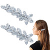 2Pcs Sparkly Crystal Hair Clips, Rhinestones Duckbill Alligator Hair Pins, Handmade Hair Barrettes, Elegant Gold Metal Bobby Hairpin Hair Accessories