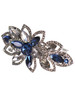 Sankuwen Floral Rhinestone Hairpin Luxury Crystal Flower Hair Barrette Clip (Gray-Blue)