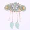 MIAO WU Chinese Style Hair Clip, Ponytail Holder Long Tassel Hair Hairpin Jade Flower Pearl for Women Hanfu Cosplay Hair Accessories