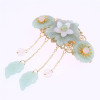 MIAO WU Chinese Style Hair Clip, Ponytail Holder Long Tassel Hair Hairpin Jade Flower Pearl for Women Hanfu Cosplay Hair Accessories