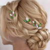 Casdre Green Rhinestone Bridal Hair Pins Silver Bride Wedding Hair Pieces Small Hair Clips Crystal Hair Accessories for Women and Girls (Pack of 4)