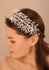 BERYUAN Pearls Wedding Headpiece Women White Vintage Pearl Tiara Crown Hairbands Pealrs Silver Bride Headband Wedding Hair Accessories for Brides Bri