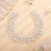 Teyglen Wedding Bride Pearl Crystal Headband Hair Vine Handmade Bridal Silver Rhinestones Beads Headband Wedding Hair Accessories for Brides Hair Pie