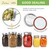 Dalzom® 48Pcs Canning Lids with Rings Regular Mouth, Premium Mason Jar Lids with Bands/Rings for Ball, Kerr Jars - Food Grade Material, 100% Fit & Ai