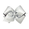 Wee Ones Girls' Metallic Overlay Hair Bow on a WeeStay No Slip Clip, King, Silver