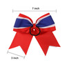 8 Inch 3 Colors 3 Layers 6 Pcs Cheerleader Bows Jumbo Cheerleading Bows Hair Elastic Hair Tie for High School College (Royal blue/White/Orange)