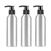3Pcs 8 Ounce Aluminum Lotion Pump Bottle with Black PP Pump Head Empty Cosmetic Sample Dispenser Container Jar for Makeup Cream Emulsion Bath Shower