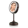 OVENTE 7'' Lighted Makeup Mirror with 1X/7X Magnification, Cordless Tabletop Mount Vanity Mirror with 360° Swivel Design & Double Sided Glow Cosmetic
