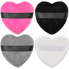 OIIKI 4PCS Makeup Puffs, Polyester Powder Puff, Makeup Tool Sponges Blender Cleanser, in Love Shape with Strap, for Cosmetic (Gray+White+Rose+Black)