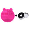 Bird&Fish Silicon Makeup Brush Cleaner Mat & Drying Pad with Carbon Removal Sponge (Rose Red)