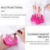 Bird&Fish Silicon Makeup Brush Cleaner Mat & Drying Pad with Carbon Removal Sponge (Rose Red)