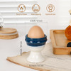 INGOFIN 4 Pcs Ceramic Egg Cups, Egg Holder for Soft and Hard Boiled Eggs, Store and Serve Easter Egg Holder, Tray Kitchen Gadgets Tools, for Home Bre