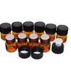 Elfenstall- 100pcs 1ml (1/4 dram) Amber Mini Glass Bottle 1cc Amber Vial Small Essential Oil Perfume liquid Sample Bottle + 1PC Clean Cloth