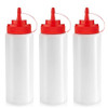 Norcalway 12 oz Condiment Squeeze Bottles for Sauces - Leak Proof Oil, Syrup, Dressing Squirt Bottles - 3 Pack
