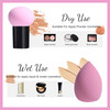 BS-MALL Foundation Brush with 3 Makeup Sponges Foundation Application Set Concealer Blush Bronzer (B-Pink)