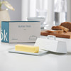 Butter Dish with Lid for Countertop, by Kook, Ceramic Dish Tray with Cover, Kitchen Keeper, Container, Holder (White)