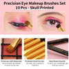 Docolor Eye Makeup Brushes 10Pcs Skull Printed Eyeshadow Makeup Brush Set Blending Concealer Eyebrow Eye Liners Premium Synthetic Eyeshadow Crease Br