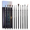 Jessup Eyeliner Brush Set, Professional Eye Liner Makeup Brushes 11pcs, Angled Flat Definer Ultra Fine Bent Pencil Point Eyeliner Brushes for Precisi