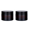 2PCS 50ML/50G Brown Glass Refillable Make Up Jars with Liners and Screw Black Cap Empty Face Cream Lip Balm Storage Container Pot Bottle Jar for Beau