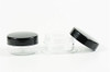 10Pcs 0.5 oz Clear Plastic Cosmetic Jar - Empty Refillable Round Sample Bottles Containers with Black Screw on Lid for Kitchen Use Slime Beauty Produ