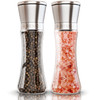 Premium Salt and Pepper Grinder Set of 2 - Two Refillable Stainless Steel Sea Salt & Spice Shakers with Adjustable Coarse Mills - Easy Clean Ceramic