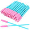 100 Pcs Silicone Mascara Wands Disposable Eyelash Brushes for Extensions Lash Applicators Makeup Tool Kit (Blue Handle/Pink Brush Head)