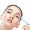 100 Pcs Silicone Mascara Wands Disposable Eyelash Brushes for Extensions Lash Applicators Makeup Tool Kit (Blue Handle/Pink Brush Head)