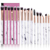 Eye Makeup Brushes DUAIU 16Pcs Eyeshadow brushes Eyebrow Eyeliner Blending Brush Premium Synthetic & Marble Handle Brushes sets with Pink Cosmetic Ba
