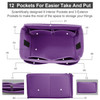 OMYSTYLE Purple Organizer Insert, Felt Tote Bag Organizer Insert with 5 Sizes, Handbag Dividers for Inside Purse, Compatible with Longchamp, Neverful