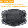 Narwey Makeup Bag Travel Cosmetic Bag Organizer Toiletry Bag Make Up Bags with Compartments for Women Girls (Large, Grey)