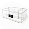 Isaac Jacobs 5-Compartment Clear Acrylic Organizer (10 L x 7 W x 4 H), Makeup Brush Holder, Tall Slot, Multi-Sectional Tray, Storage Solution for