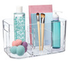 STORi Bliss 5-Compartment Plastic Cosmetics Storage Organizer | Clear | Rectangular Divided Makeup Bin & Vanity Caddy with Pass-Through Handles | Rou