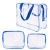 3Pcs Crystal Clear PVC Travel Toiletry Bag Kit for Women Men, Waterproof Vinyl Organizer Clear Makeup Bags with Zipper Handle Straps, Cosmetic Bag Po