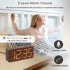 DreamSky Wooden Digital Alarm Clock for Bedroom - Desk Clock with Large Numbers for Living Room Office, Loud Alarm for Heavy Sleepers Adults, Volume