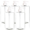 Youngever 5 Pack 16 Ounce Plastic Pump Bottles, Refillable Square Plastic Pump Bottles for Dispensing Lotions, Shampoos and More (Clear)