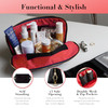 KUSSHI Washable Travel Makeup & Cosmetic Bag - Brush Organizer Sold Separately (Signature, Satin Black/Red)