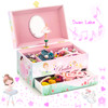 A&A Music Jewelry Box for Girls with Double Drawers and Big Storage Paired with Cute Mermaid Theme Rotating Playback the Tune for Beautiful Dream Lig