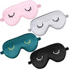4 Pieces Sleep Eye Masks Silk Sleep Eye Cover Cute Lightweight Adjustable Eyeshade Masks Satin Night Eyeshade Covers for Women Men Travel Nap
