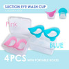 Silicone Eye Wash Cups, Eye Wash Bath for Refresh and Clean Tired Eyes, 4 Pcs Updated Version Pink and Blue with 2 Storage Containers