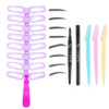 12 PCS Eyebrow Stencils - Eyebrows Shape Reusable with Eyebrow Razors and Pencil, Eye Brow Shaping Template Stamp Kit with Handle and Strap Washable