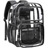 PACKISM Clear Backpack for School - 17 inch Large Heavy Duty Bookbag, Reinforced See Through PVC Transparent Backpack for Students Men Women, Active