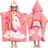 Joiedomi Kids Beach Towels with Hood for 3-10 Years Boys Girls Unicorn Hooded Toddler Bath Towel Poncho Absorbent Quick Dry Soft Microfiber Swim Robe