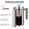 Velaze French Press Coffee Maker 34oz, Double Wall Insulated French Coffee Press Stainless Steel, 1L Coffee Maker Included 4 Extra Fliters and 1 Coff