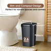 CEROELDA Small Bathroom Trash Can, 2.6 Gallon Slim Mini Garbage Can Small Trash Bin Plastic Waste Basket for Dorm Room, Bedroom, Office, Toilet (1 Pa