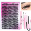Yawamica Lash Clusters Kit 320pcs Eyelash Clusters D Curly 9-16mm 40D Individual Lashes Wispy Lash Extension Kit with Bond and Seal and Lash Remover