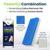 Callus Remover for Feet with Extra Strength Gel & Foot Pumice Stone Set - Easy Way to Remove Hard Calluses & Dead Skin Build-Up - Professional At-Hom