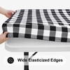 Smiry Rectangle Picnic Table Cloth, Elastic Waterproof Fitted Vinyl Tablecloths, Flannel Backed Buffalo Plaid Table Covers for Dining, Camping, Outdo