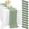 12 Pcs 10FT Sage Green Cheesecloth Table Runner 35 x 120 Inches Long Runner for Tables Gauze Fabric Boho Table Runner Decoration Rustic Sheer Runner