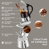 Clear Glass Moka Pot 6 Cup 350ml Stainless Steel Coffee Maker Uncoated Stovetop Espresso Percolator Coffeemaker Italian Classic Style Brewing Greca C